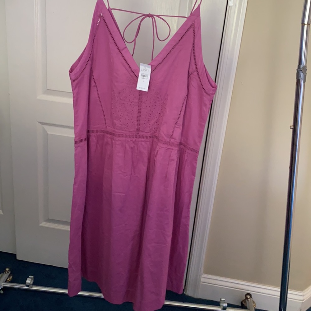 Ann Taylor Loft Raspberry 109% Cotton Sundress